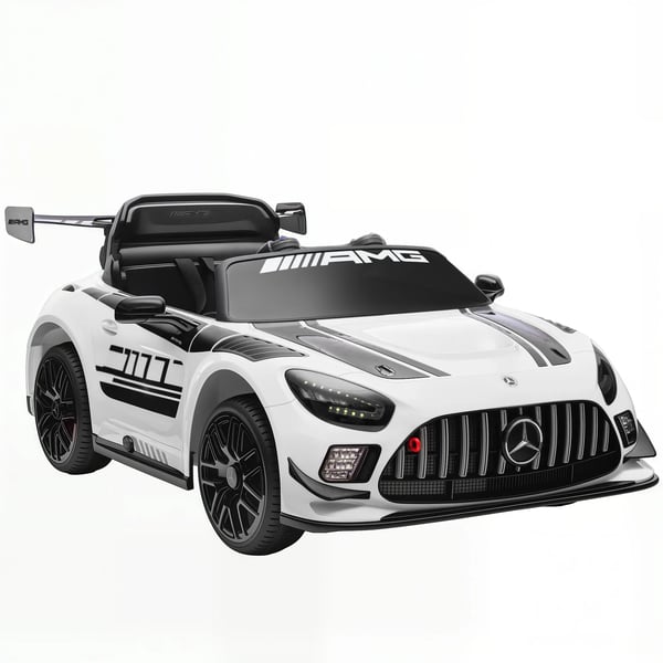 Mercedes elbil til børn, 12V, LED-lys, musik, fjernbetjening, hvid