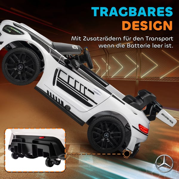 Mercedes elbil til børn, 12V, LED-lys, musik, fjernbetjening, hvid