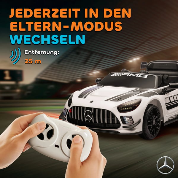 Mercedes elbil til børn, 12V, LED-lys, musik, fjernbetjening, hvid