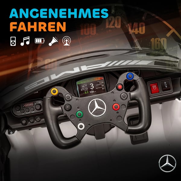 Mercedes elbil til børn, 12V, LED-lys, musik, fjernbetjening, hvid