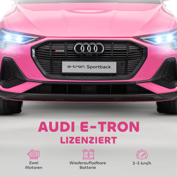Elektrisk Børnebil Audi E-tron Pink 12V Elbil m. Fjernbetjening 3-5 År