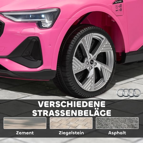 Elektrisk Børnebil Audi E-tron Pink 12V Elbil m. Fjernbetjening 3-5 År