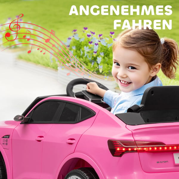 Elektrisk Børnebil Audi E-tron Pink 12V Elbil m. Fjernbetjening 3-5 År