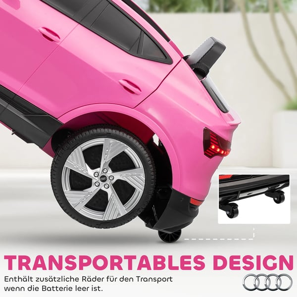 Elektrisk Børnebil Audi E-tron Pink 12V Elbil m. Fjernbetjening 3-5 År