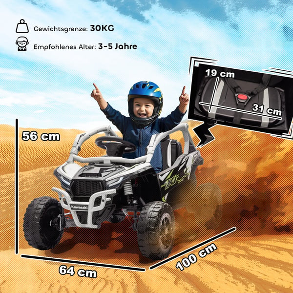 Kawasaki Teryx KRX 1000 El-ATV til Børn, Fjernbetjening, LED, Musik, Grå Kunststoff