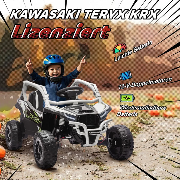 Kawasaki Teryx KRX 1000 El-ATV til Børn, Fjernbetjening, LED, Musik, Grå Kunststoff