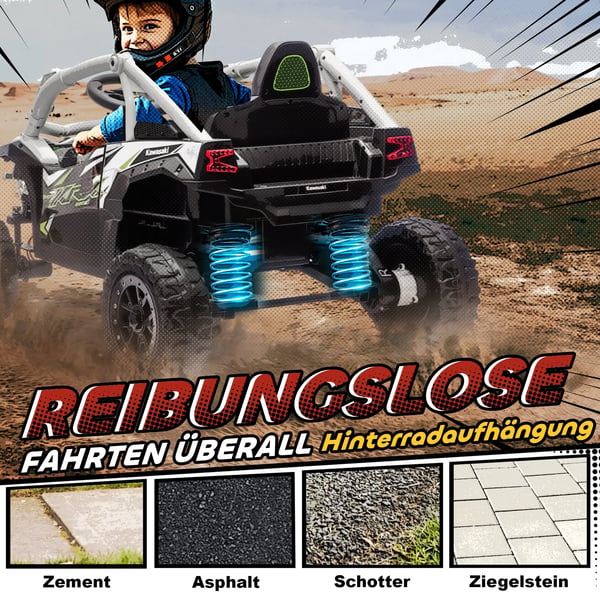 Kawasaki Teryx KRX 1000 El-ATV til Børn, Fjernbetjening, LED, Musik, Grå Kunststoff