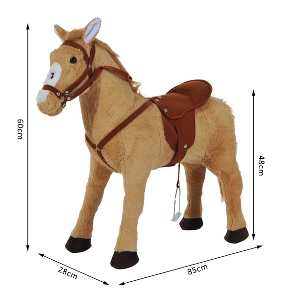 Gyngestativ til brn, Beige Plys Hoppegyngehest med Lyd, Robust Stlramme, 85x28x60 cm