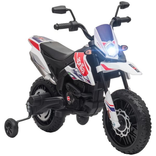 Elmotorcykel til Børn, 12V, Musik og Lys, 6 km/t, Hvid Plastik