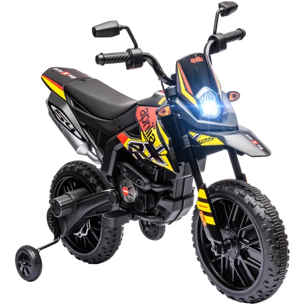 Elektrisk Børnemotorcykel 12V - Gul Plastik, Musik & Støttehjul, 6 km/t, 3-8 år