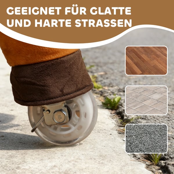 Ridhäst för barn, kaffebrun polyester