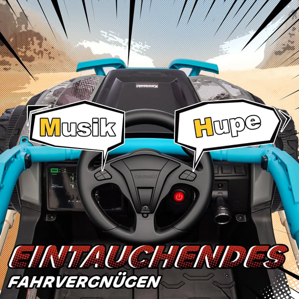 Kawasaki Teryx Krx 1000 El-Bil til Børn, Blå, Fjernbetjening, Musik, LED Lys, 12V