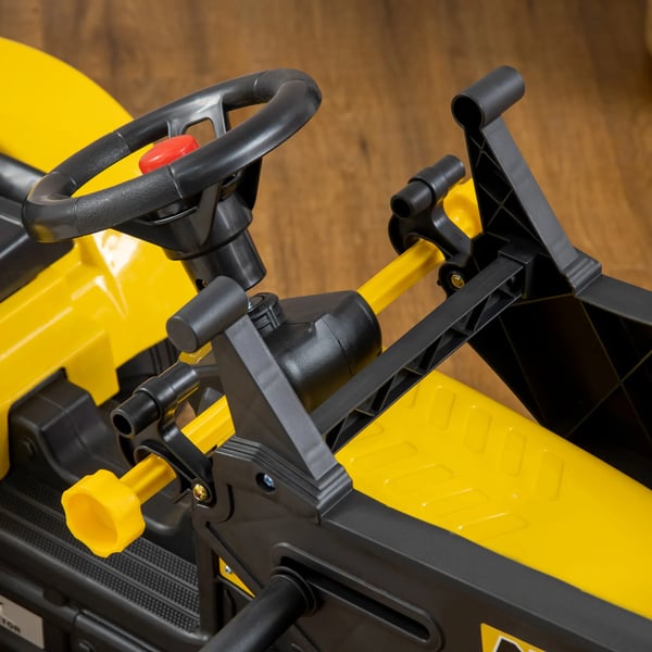 pedaltraktor med anhænger, pedalkøretøj med skovl, børnetraktor til børn fra 3 år, gul