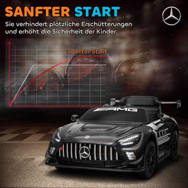 Mercedes Elbil fr barn, Svart - Licensierad 12V elbil med LED, musik, 2.4G fjrrkontroll, 3-8 r
