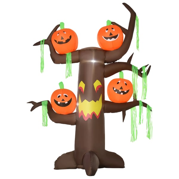 Puhallettava kummituspuu kurpitsa Halloween koristelu hahmo ilmahahmo LED-valaistuksella, polyesteri, 180x80x240cm | Aosom