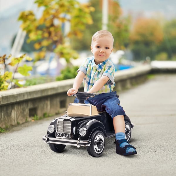 Rutschebil til Børn - Mercedes-Benz 300S - Sort - Med Opbevaring og Anti-Tip Funktion (18-48 måneder)