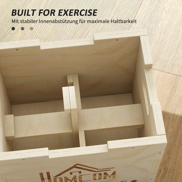 3-i-1 Plyo Box Trä Plyometrisk Hoppbox med 3 Hopphöjder Handtag 40,5 x 35,5 x 30,5cm Naturträ
