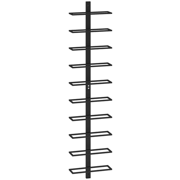 Viiniteline 10 Pullolle, Seinäkiinnitysteline terästä - Musta