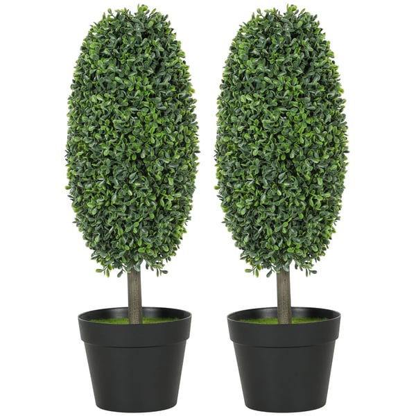 2-pack konstgjorda växter, UV-beständiga, plast, cement, grön