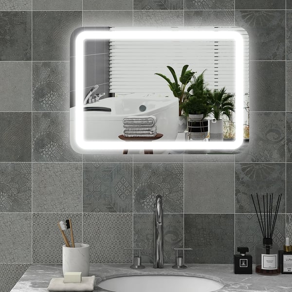Badrumsspegel 70x90cm Silver med LED Pekkontroll och Imfri Funktion - Hrtglas