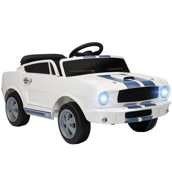 Lasten sähköauto Ford Shelby GT 350, 12V, 2.4GHz kaukosäätimellä, 2 moottoria, torvi, LEDit, musiikki, valkoinen metalli