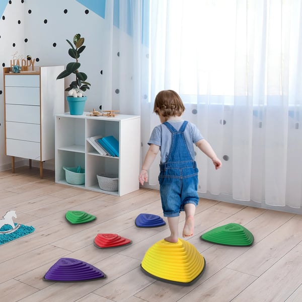 6-delat set med balansstenar, halkfri design, för inomhus- och utomhusbruk, stapelbara, flerfärgade