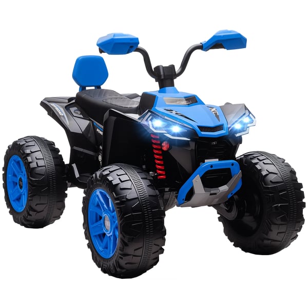 El-Quad för barn 24V, dubbla motorer, dubbelsits, terrängdäck, MP3, USB, strålkastare, max 6,5 km/h, 3-8 år. Blå