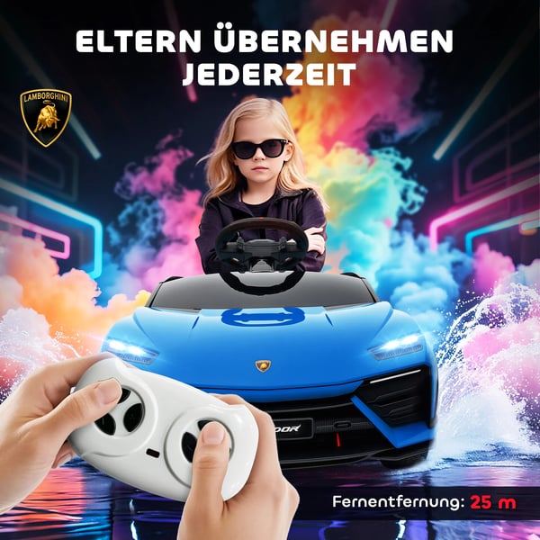 12V Elbil för barn - Blå, med fjärrkontroll och musik