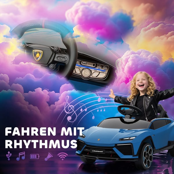 12V Elbil för barn - Blå, med fjärrkontroll och musik