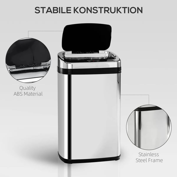 automaattinen sensorilla varustettu roska-astia, IR-sensori, 30L, neliskulmainen, valinnainen sisäastia, ruostumaton teräs