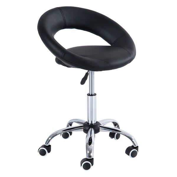 Rullhocker Arbethocker Drehhocker Kontorsstol justerbar höjd, PU+metall, Svart, 50 x 54 x (66-78) cm