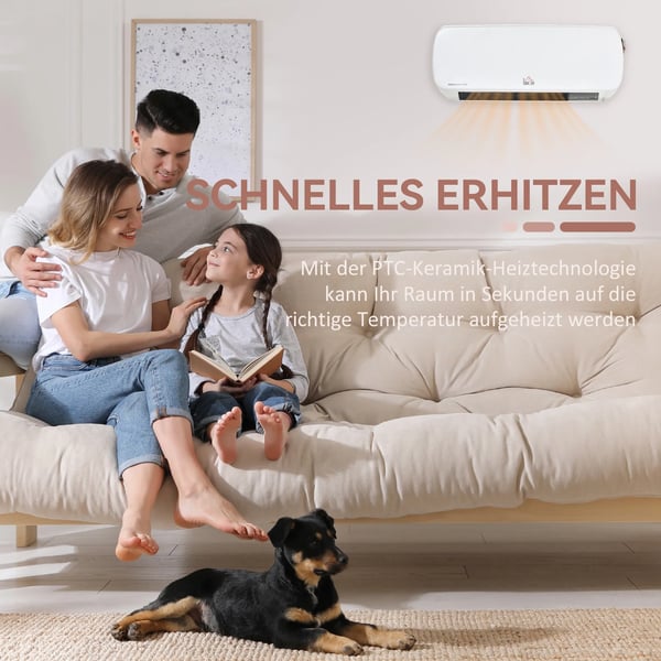 Seinäkiinnitteinen lämmitin 2000W kaukosäätimellä, 2 lämmitystilaa, LED-näyttö, 12h ajastin kylpyhuoneeseen