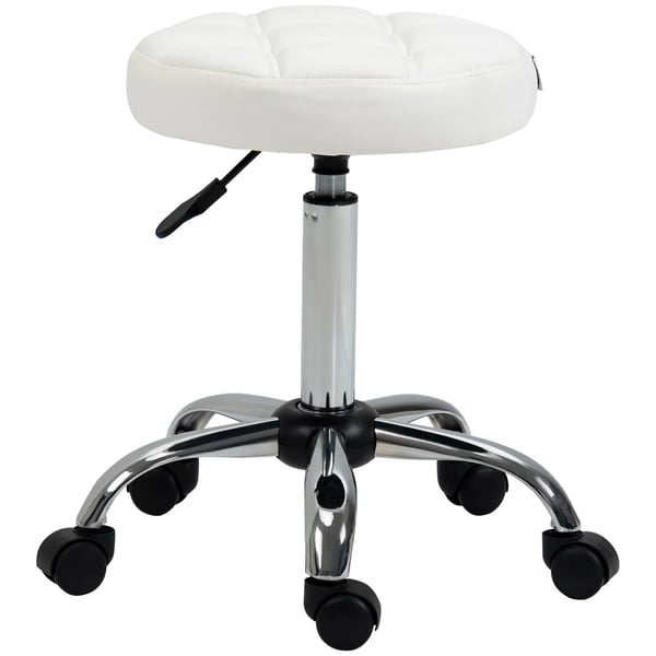 Rullpall Justerbar Arbetsstol Salong - Konstläder Vit, Stål Hjul Ø35,5 x 51-67 cm Rullpall Justerbar Arbetsstol Salong - Konstläder Vit, Stål Hjul Ø35,5 x 51-67 cm