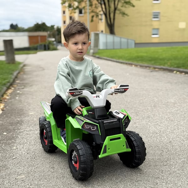 El-ATV Barn 6V med Vagn 2,5 km/h - Grön/Grå/Svart (1,5-3 år)