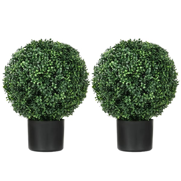 Konstgjorda Buxbomsträd, 2-pack, 52 cm, UV-beständiga, Krukväxter för Inomhus och Utomhusbruk, Grön