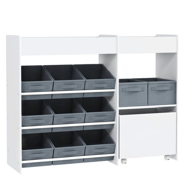 Lasten Leluhylly Säilytyslaatikoilla - Valkoinen Puuta, MDF 105x30x80cm