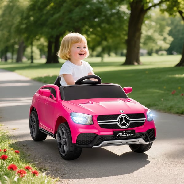 Børnebil Mercedes-Benz GLC Coupé - Rosa (12V, Fjernbetjening, LED, Musik)