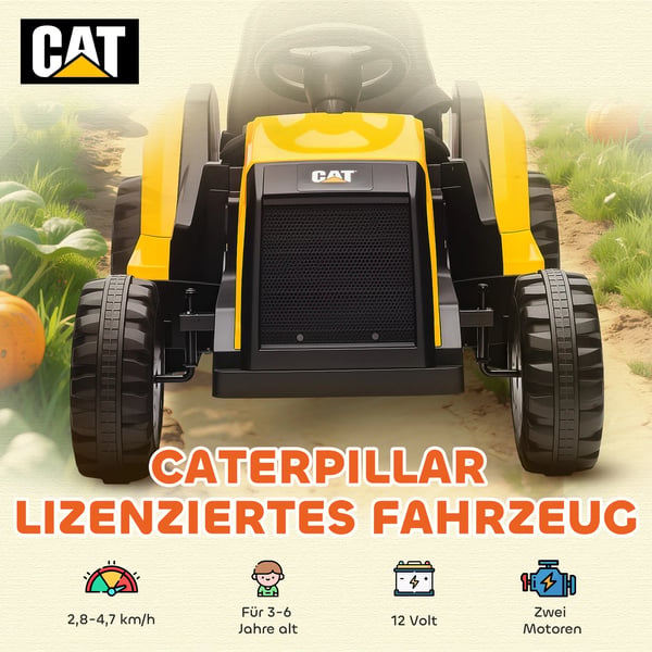 Barns grävmaskin Elbil - Licensierad CAT, Fjärrkontroll, Musik, Gul Plast 3-6 år
