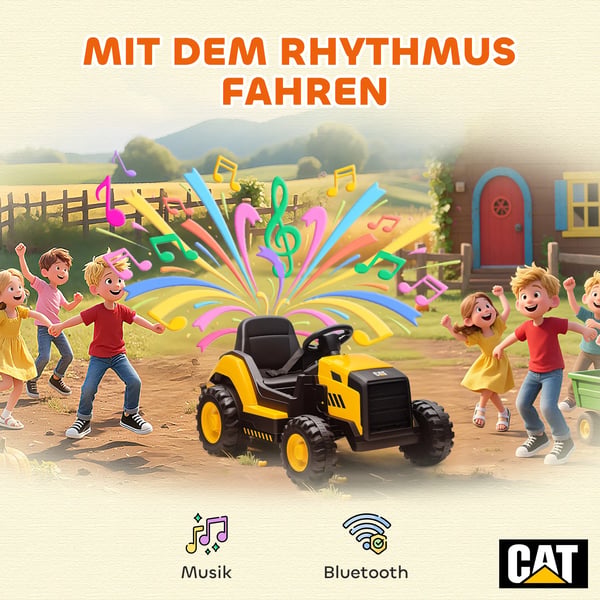 Barns grävmaskin Elbil - Licensierad CAT, Fjärrkontroll, Musik, Gul Plast 3-6 år