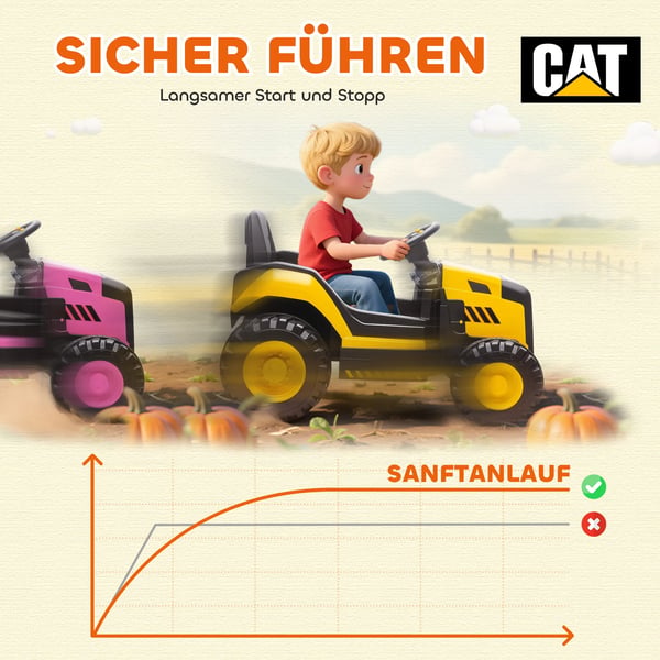 Barns grävmaskin Elbil - Licensierad CAT, Fjärrkontroll, Musik, Gul Plast 3-6 år