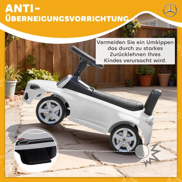 Mercedes-Benz C-Klasse Løbecykel til Børn - Hvid, med Horn, Opbevaring, Plastik