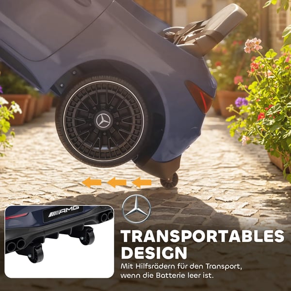 Elbil för barn, Mercedes-design, 12V, fjärrkontroll, LED, musik, grå