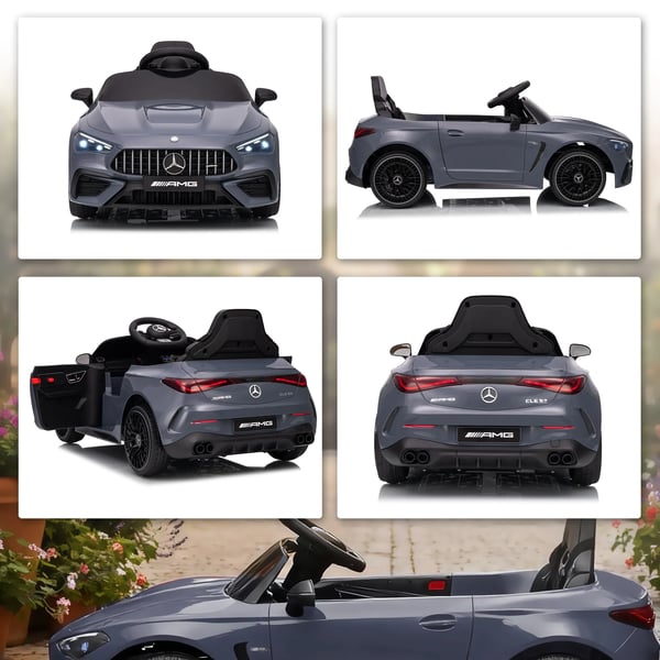 Elbil för barn, Mercedes-design, 12V, fjärrkontroll, LED, musik, grå