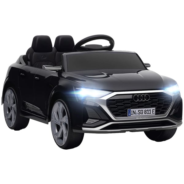 Elbil för barn, 12V Audi Q8, 3-5 km/h, Fjärrkontroll, Strålkastare, Musik, Svart