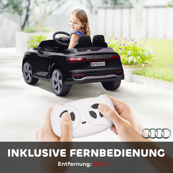 Elbil för barn, 12V Audi Q8, 3-5 km/h, Fjärrkontroll, Strålkastare, Musik, Svart