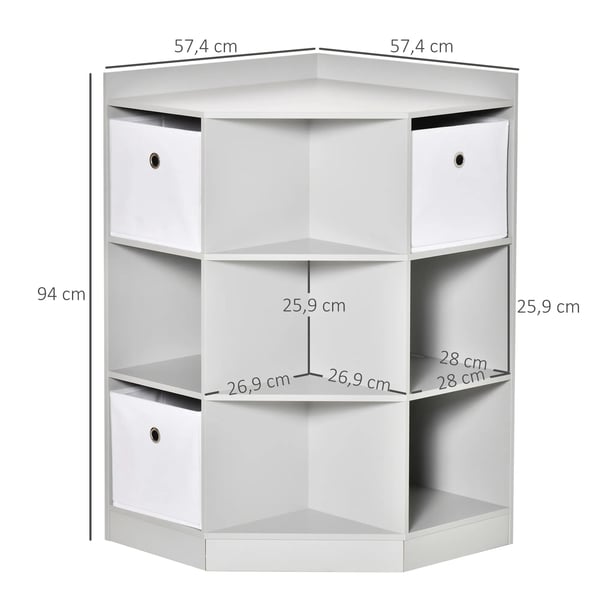 Barnbokhylla HFrnhylla med 3 fFrvaringslFdor GrEm MDF 57,4x57,4x94 cm