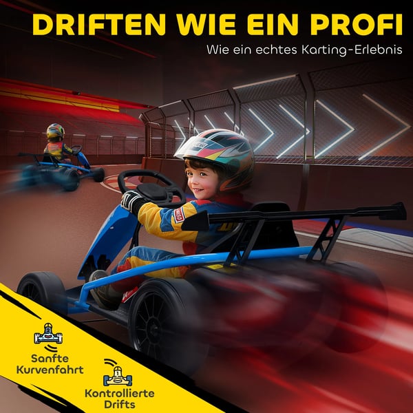 24V Elektrisk Gokart til børn med driftingfunktion, Blå
