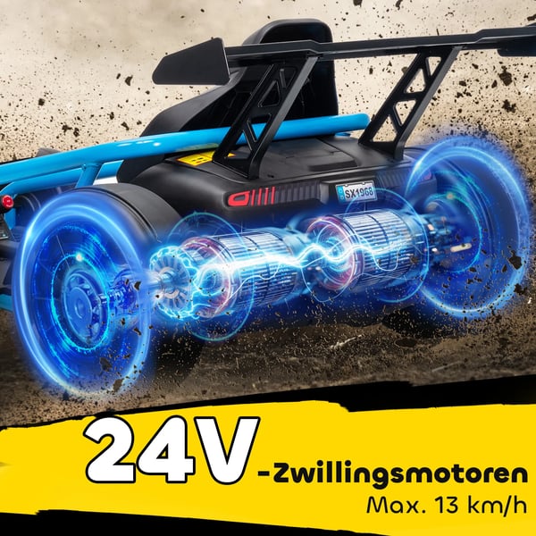 24V Elektrisk Gokart til børn med driftingfunktion, Blå