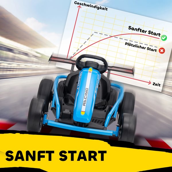 24V Elektrisk Gokart til børn med driftingfunktion, Blå