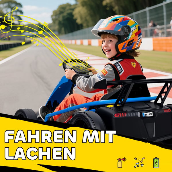 24V Elektrisk Gokart til børn med driftingfunktion, Blå